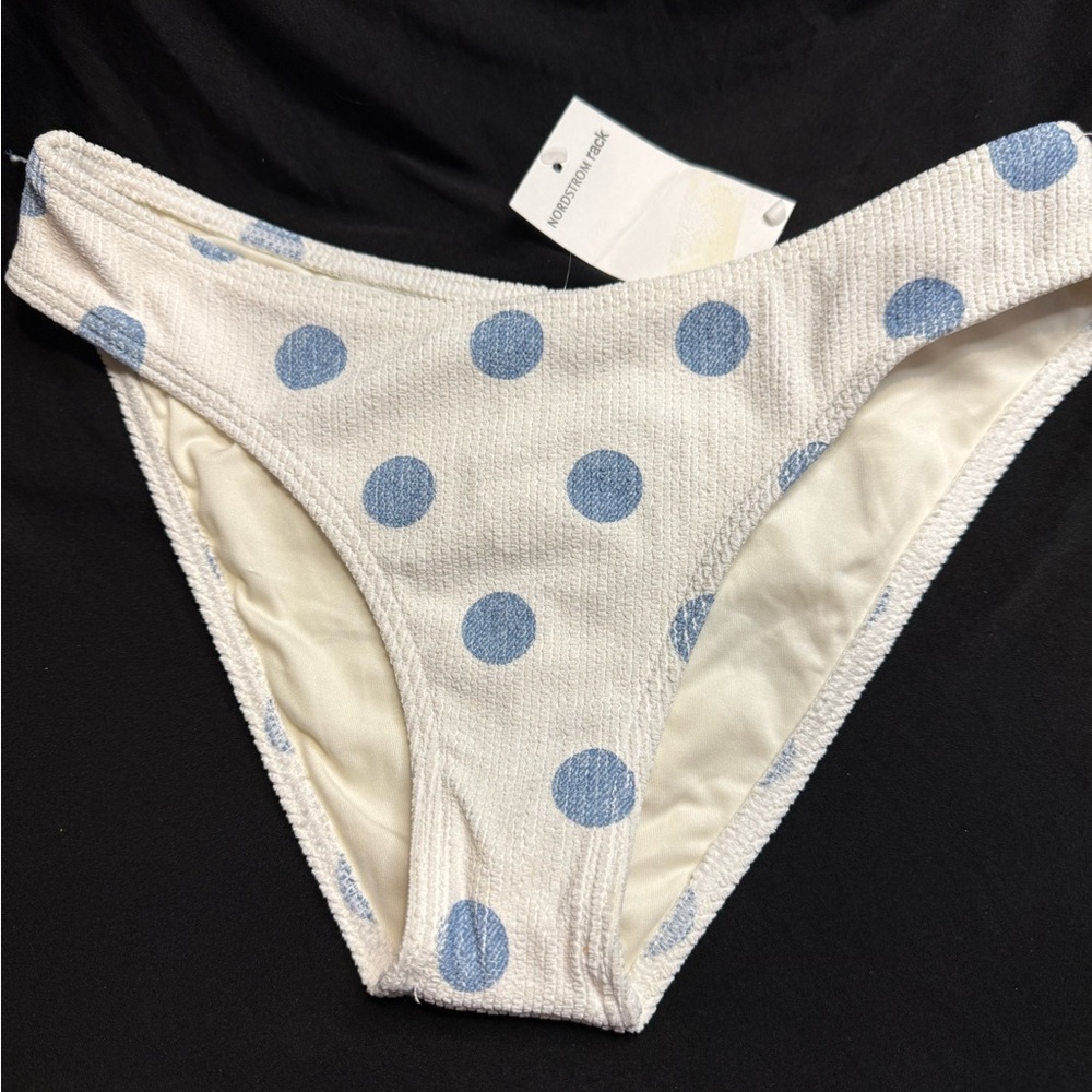 Nordstrom White and Blue Polka Dot Bikini Bottom